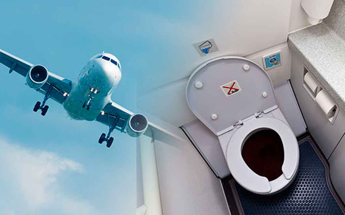 where the poop will go in aeroplane toilet 